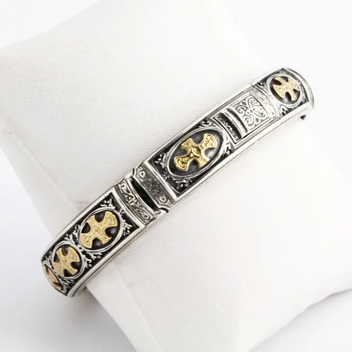 Silver & Gold Bracelet with Crosses