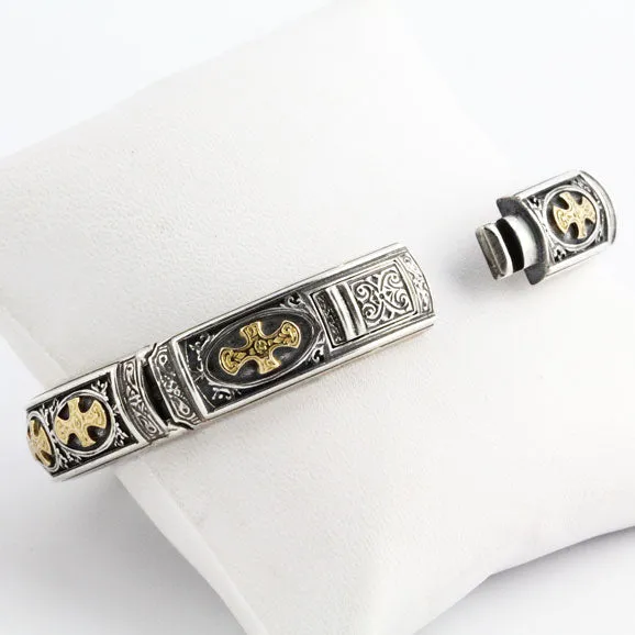 Silver & Gold Bracelet with Crosses