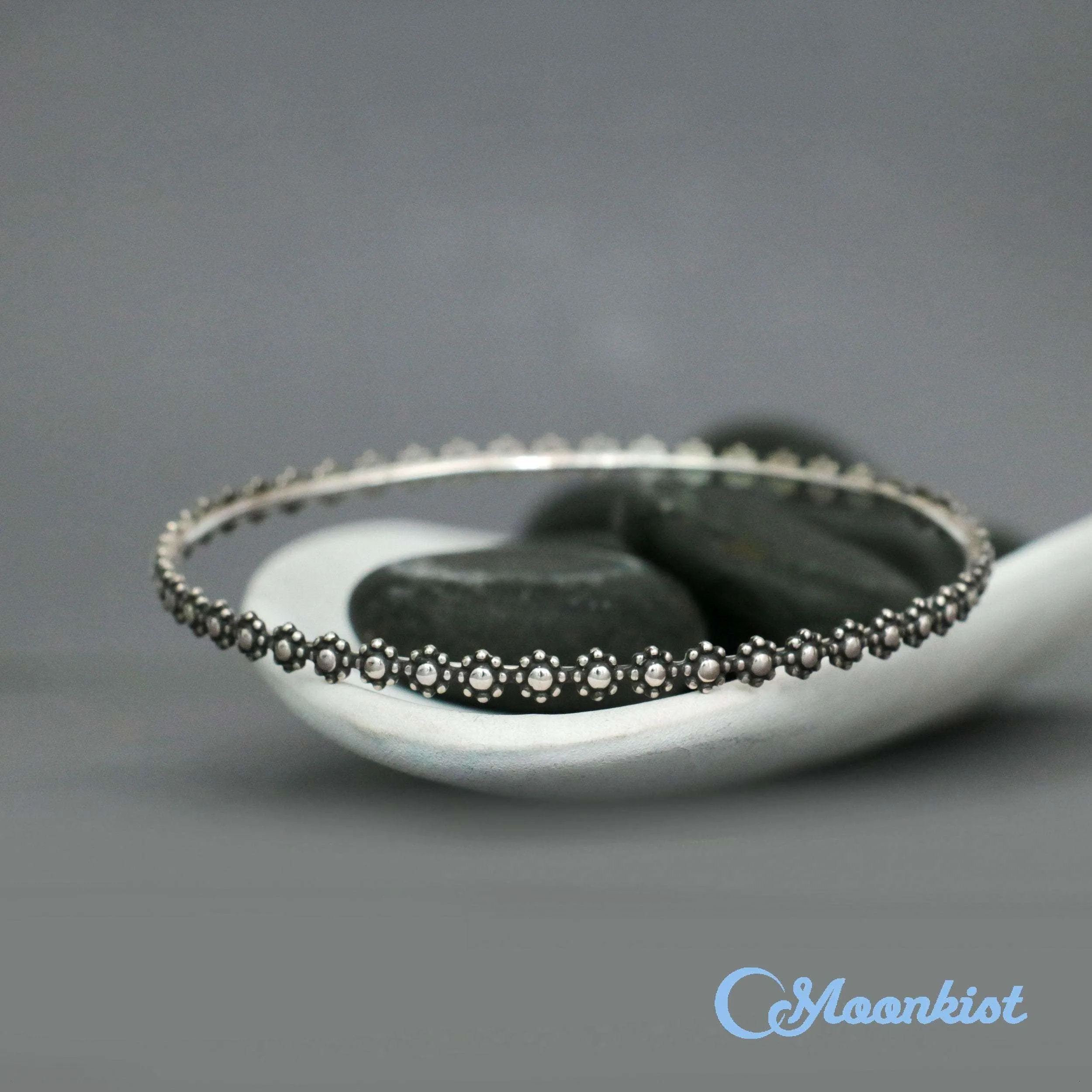 Silver Flower Bangle Bracelet for Women | Moonkist Designs