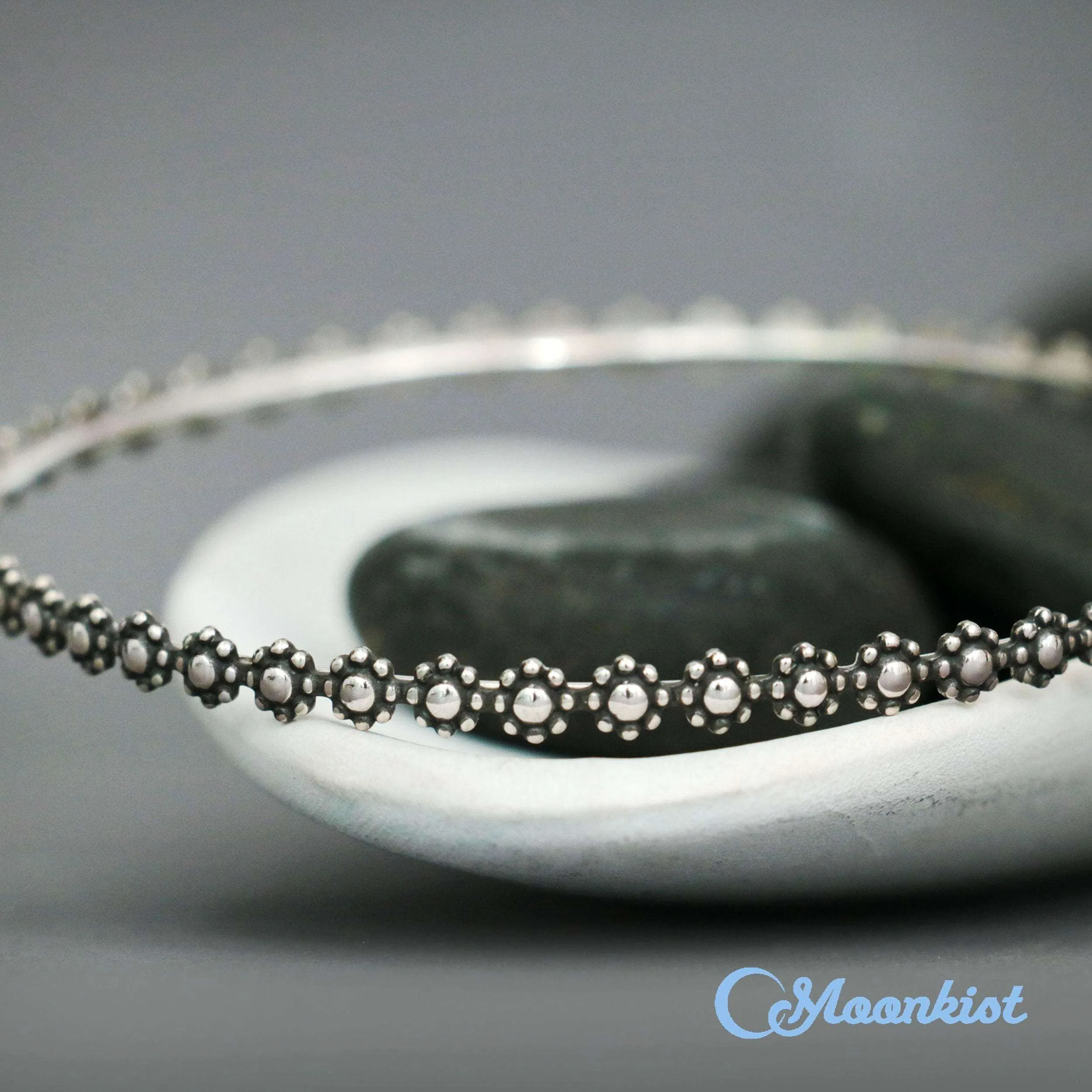 Silver Flower Bangle Bracelet for Women | Moonkist Designs