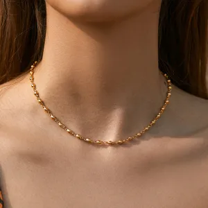 Sisslia Delicate 18K Gold Filled Copper Link Chain Choker Necklace Lobster Buckle Statement Choker Necklace For Women