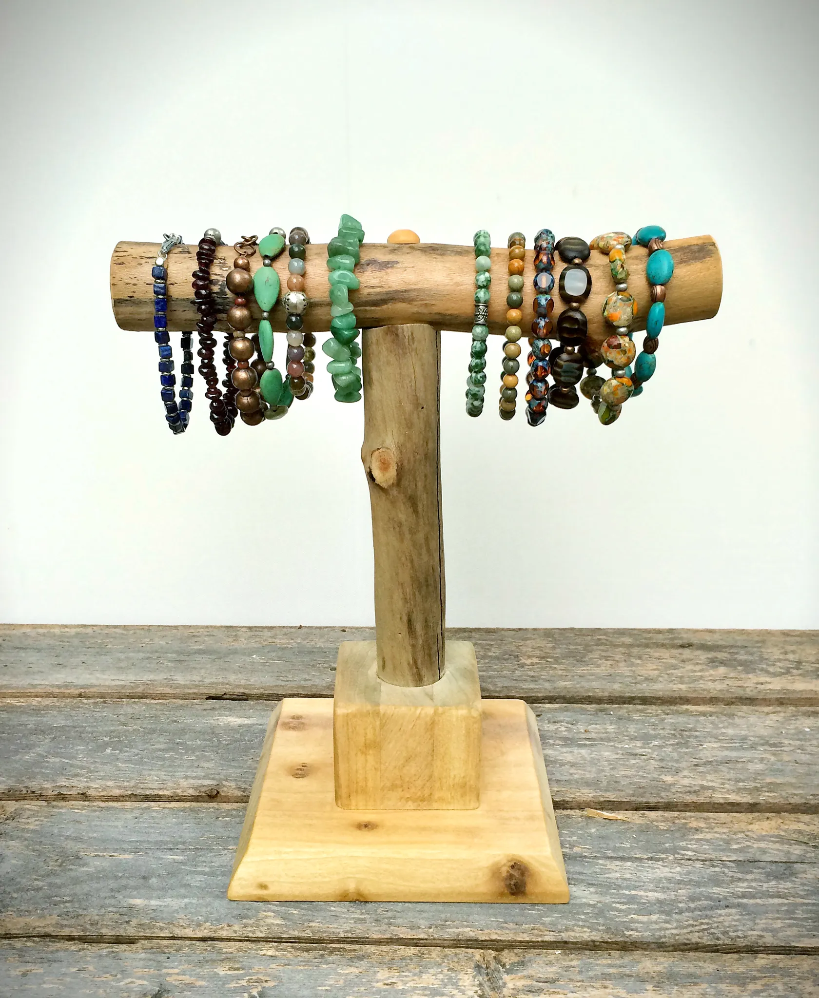 Small Driftwood Bracelet / Necklace / Watch Stand, Natural Rustic Coastal Beach Wood Display