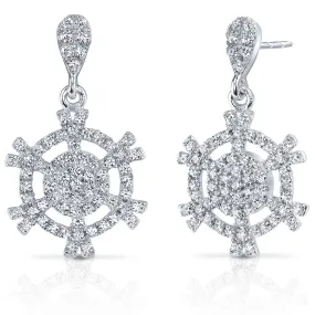 Snowflake Design CZ Sterling Silver Dangle Earrings