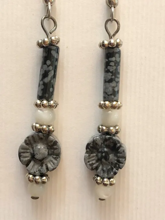 Snowflake Obsidian Earrings