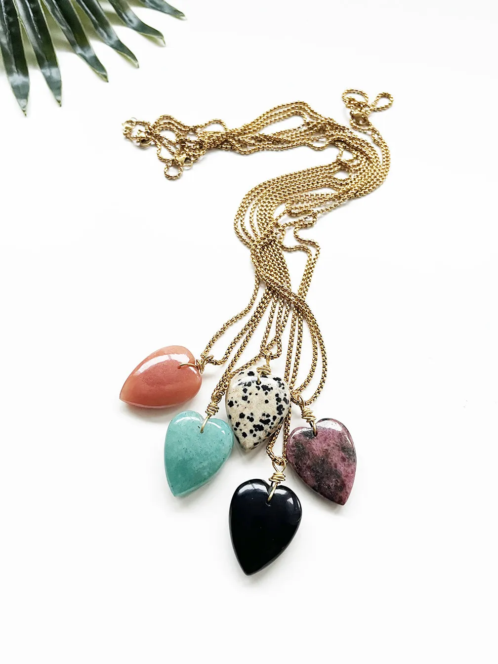 solitary touchstone necklace - gold wire wrapped