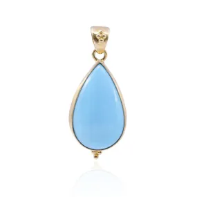 STEVEN BATTELLE 18K YELLOW GOLD TEARDROP TURQUOISE PENDANT