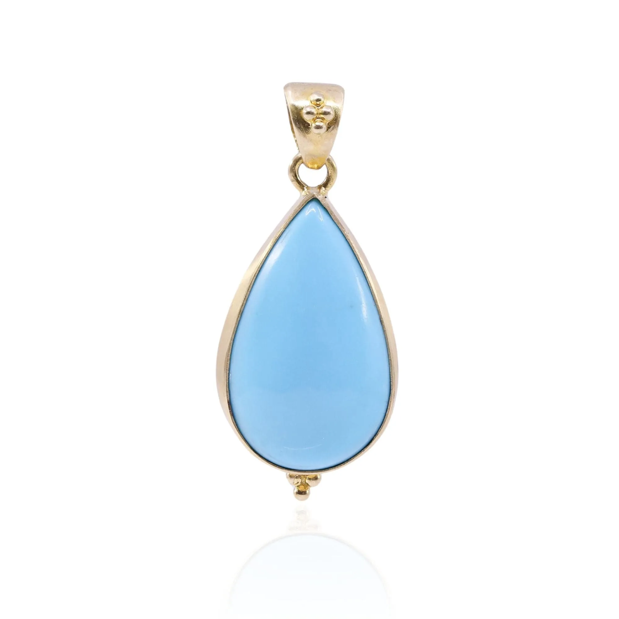 STEVEN BATTELLE 18K YELLOW GOLD TEARDROP TURQUOISE PENDANT