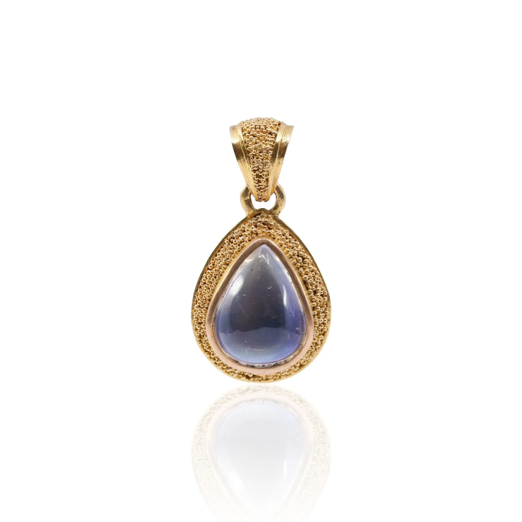 STEVEN BATTELLE 22K YELLOW GOLD TEARDROP MOONSTONE PENDANT