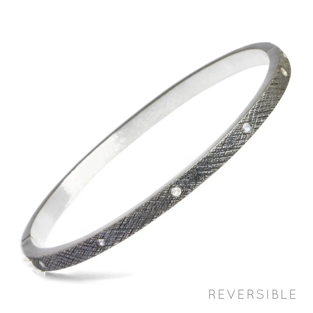 Studded Moonstone Silver Bangle