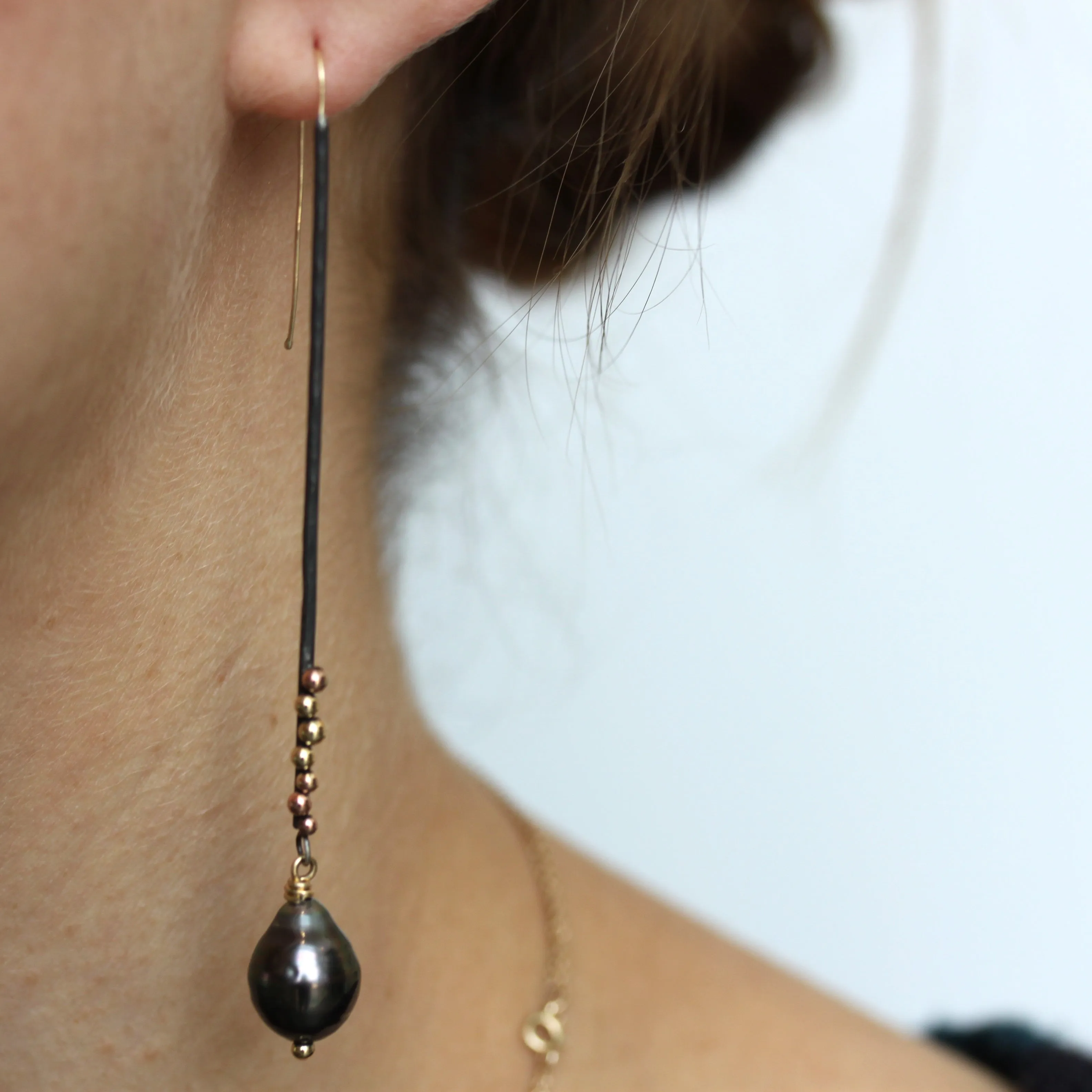 Tahitian Pearl Stick Earrings