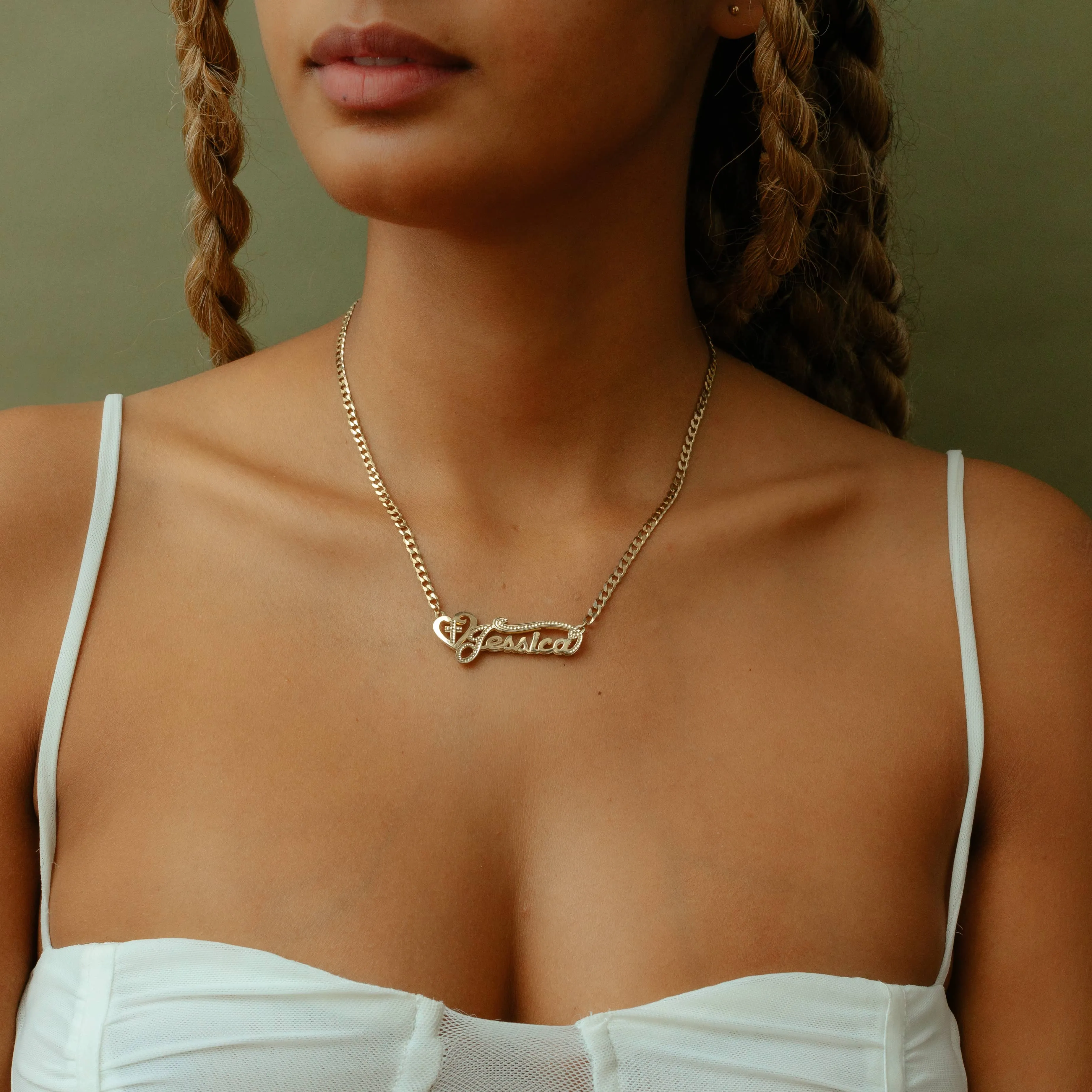 The Golden Double Plated Cross Name Necklace