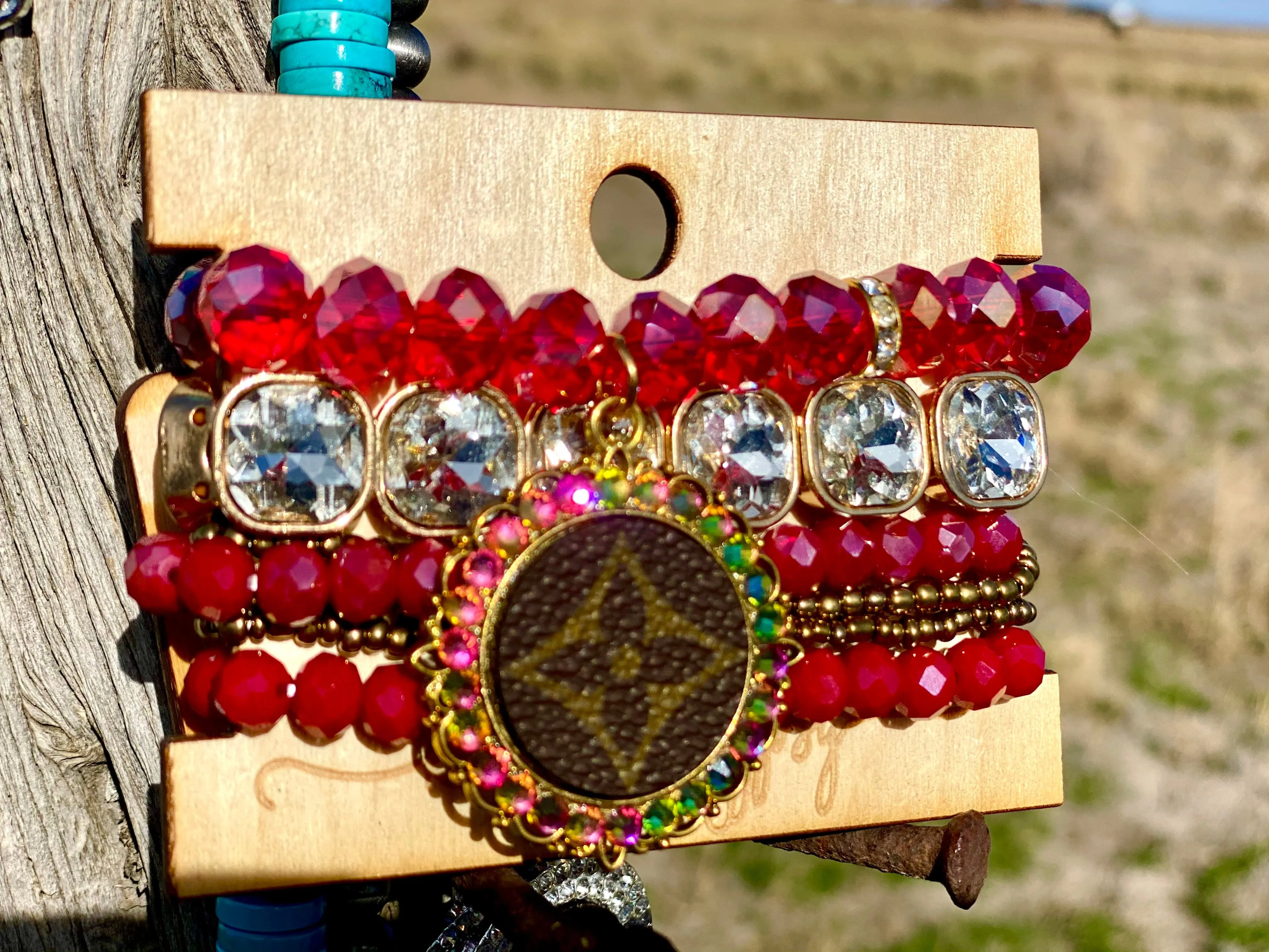 The Gypsy Holiday Red Crystal Stack Bracelet Set