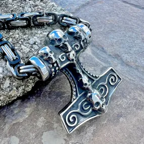 Thor's Skull Hammer Lg Pendant - Necklace (728)