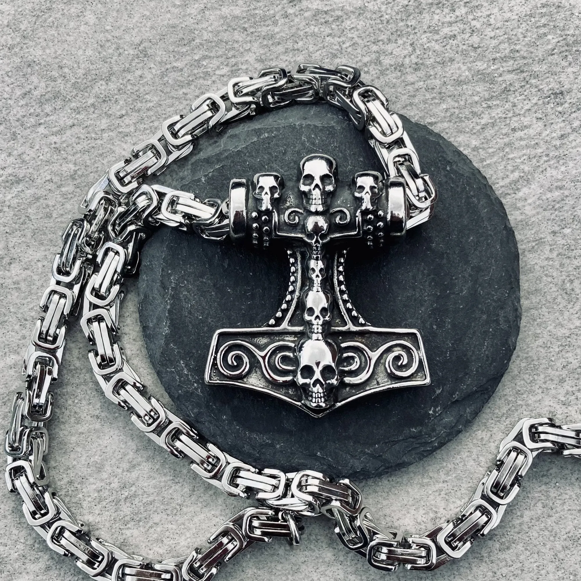 Thor's Skull Hammer Lg Pendant - Necklace (728)