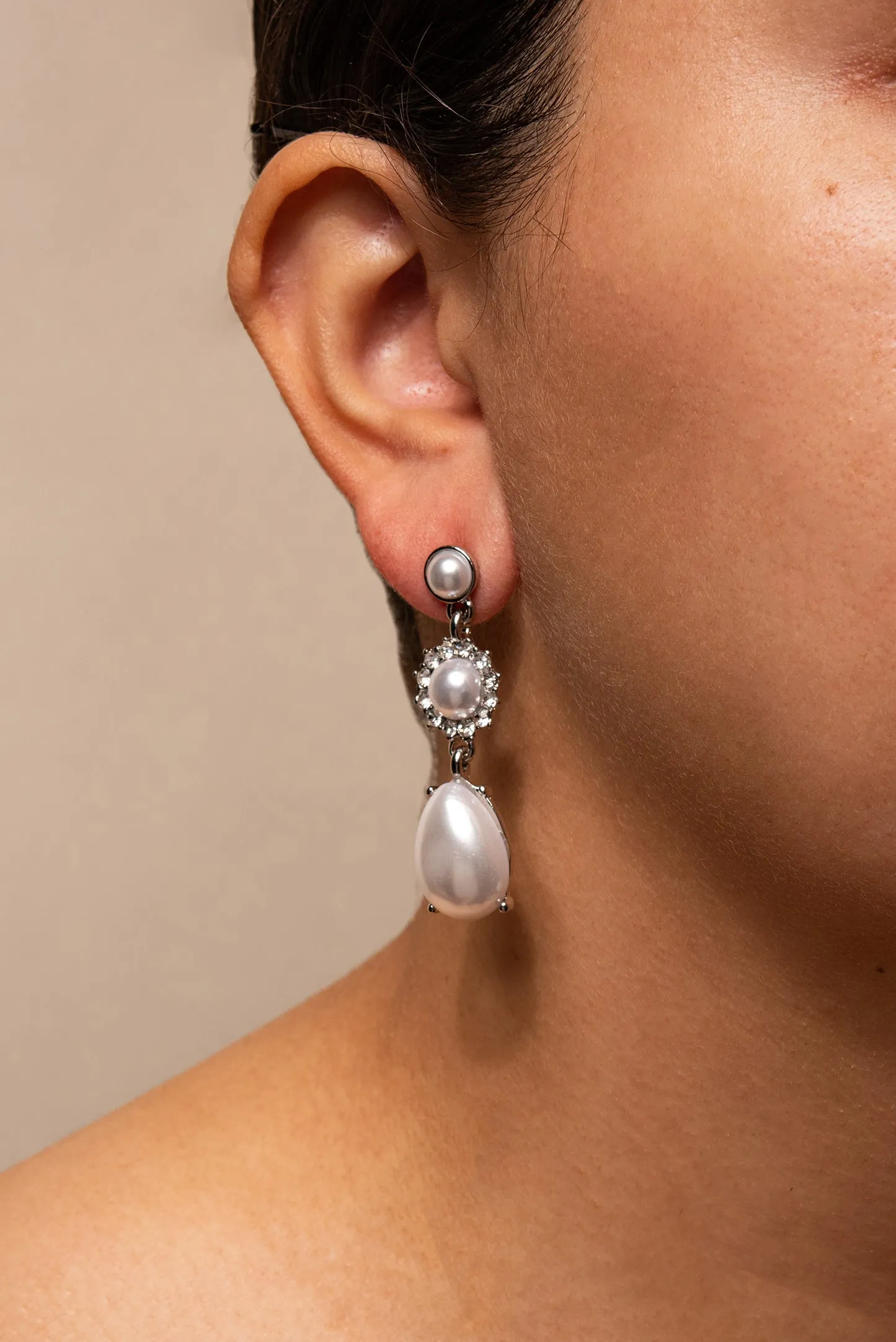 Tiana 3 Pearl Drop Earrings