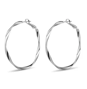 Twist Hoop Earrings Silver