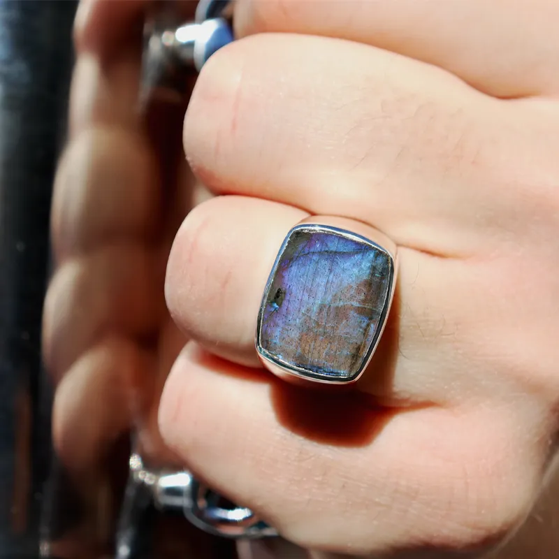 Unisex Labradorite Gemstone Ring