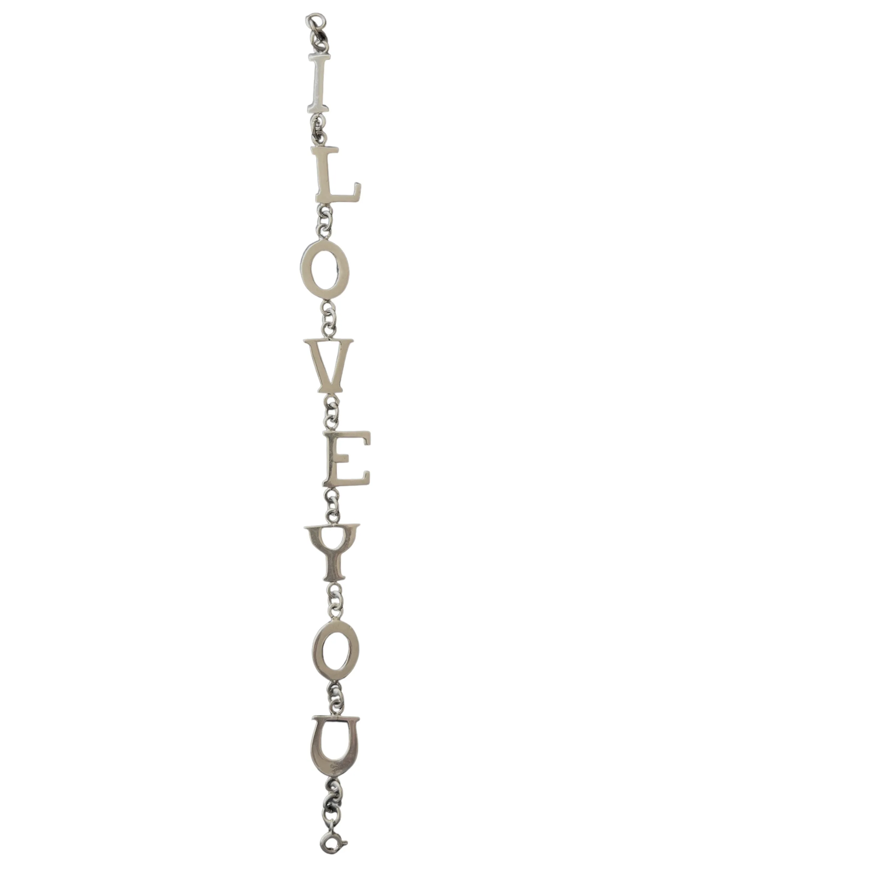 V I N T A G E // I love you / sterling silver I LOVE YOU link bracelet / 7.25