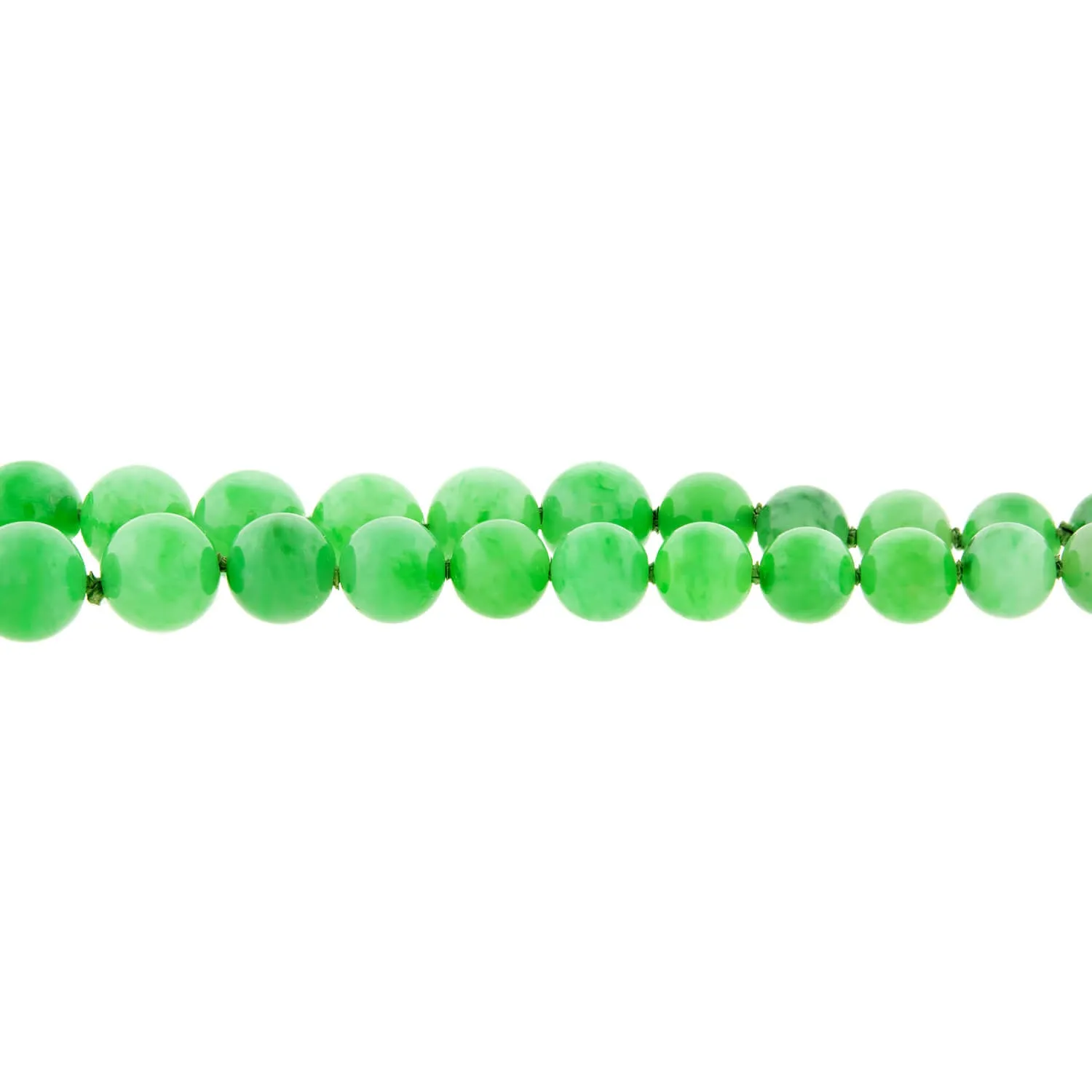 Victorian 14k/SS Jadeite Bead Necklace   Diamond Eye Clasp