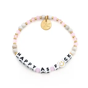 White Happy As F*ck Little Words Project Trackable Bracelet S/M