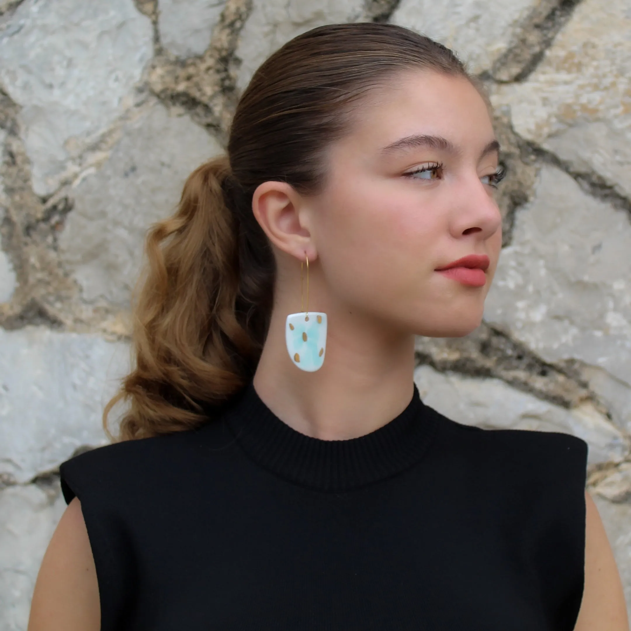 White porcelain drop earrings