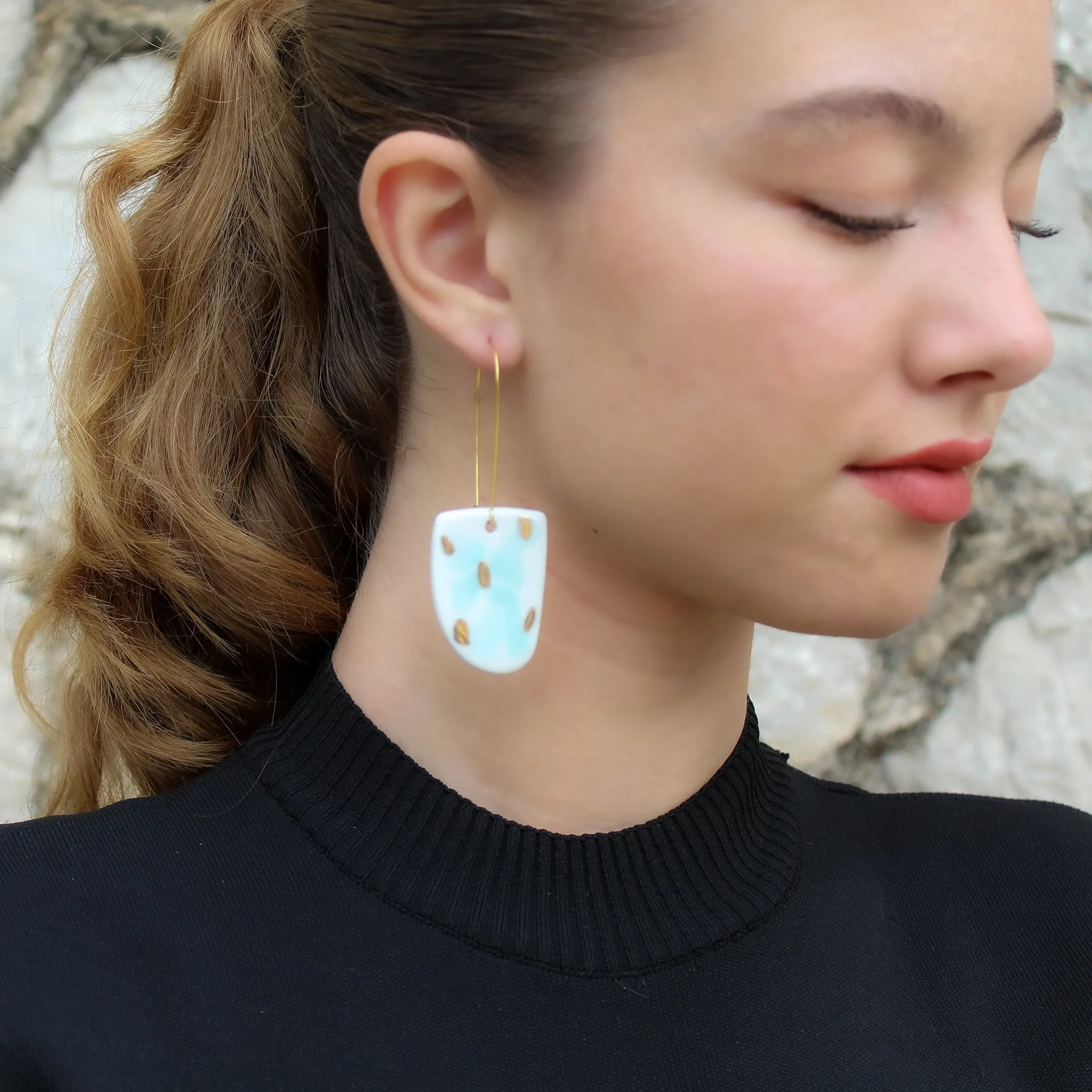 White porcelain drop earrings