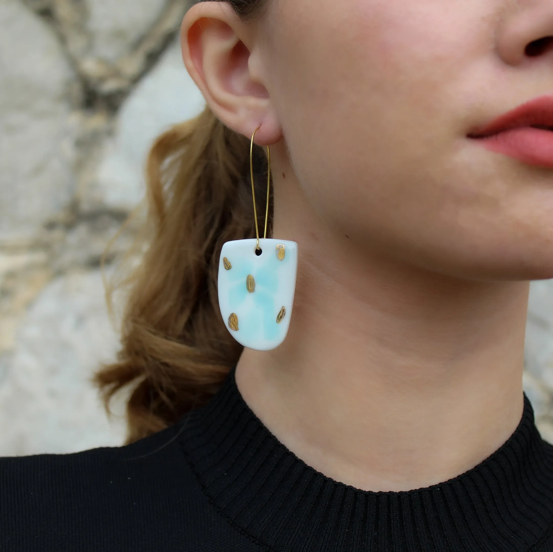 White porcelain drop earrings