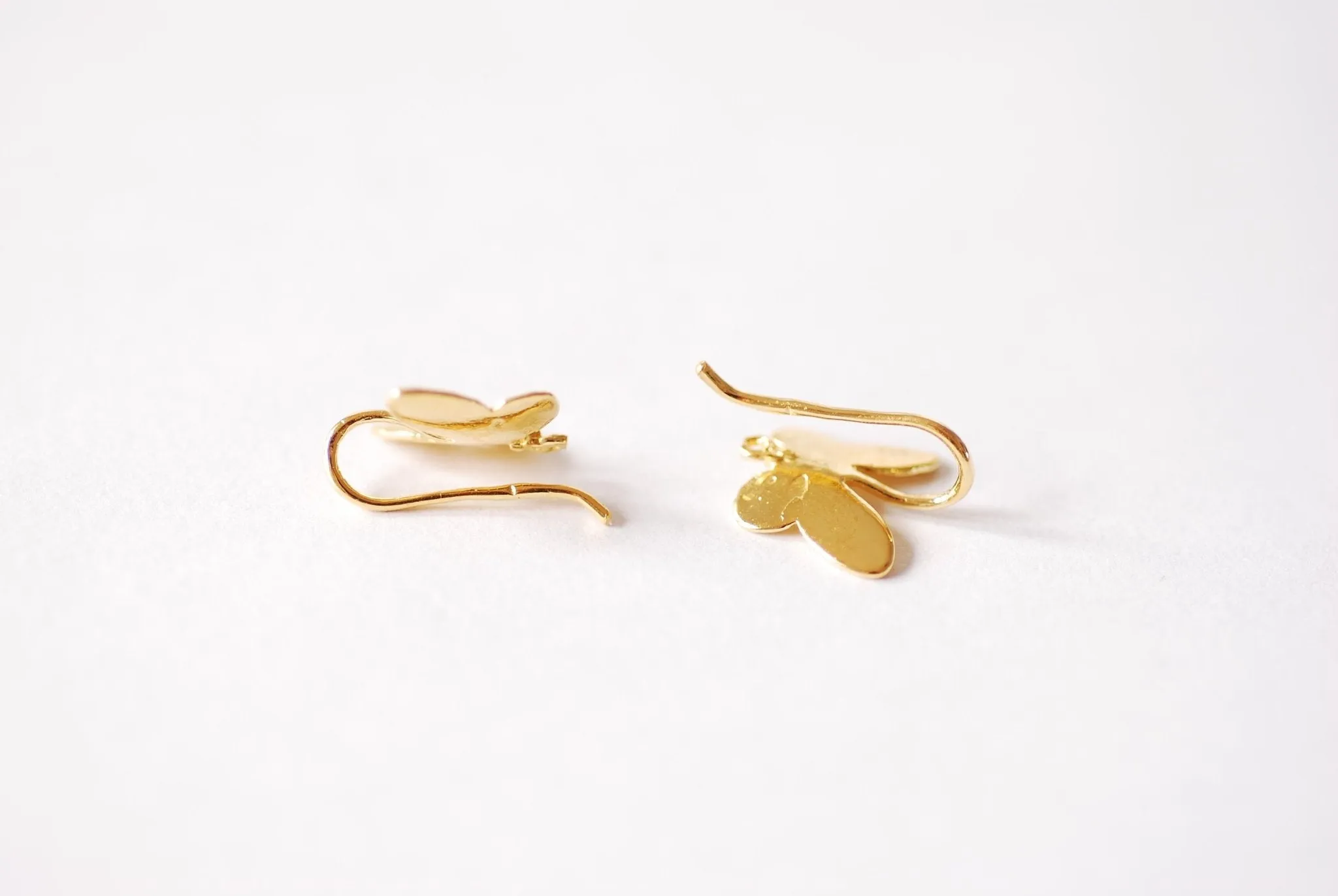 Wholesale Butterfly Ear Wire Earrings - Vermeil Gold or Sterling Silver Insect Butterfly Bee HoneyBee Ear Wire Findings Component Ear Hook, 521