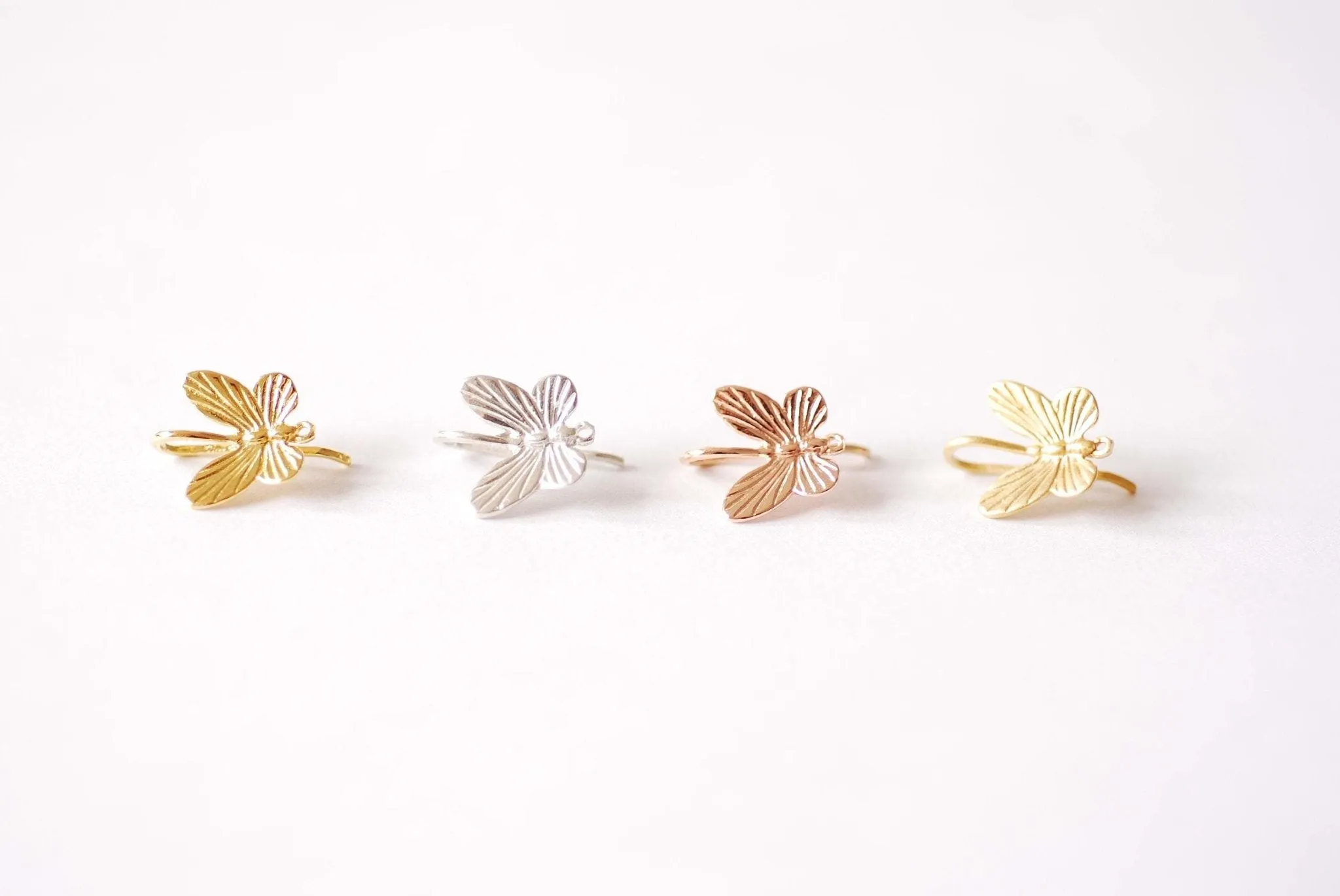 Wholesale Butterfly Ear Wire Earrings - Vermeil Gold or Sterling Silver Insect Butterfly Bee HoneyBee Ear Wire Findings Component Ear Hook, 521