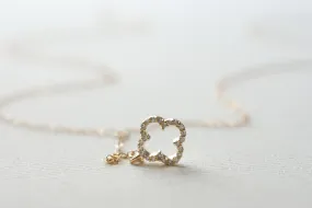 Wholesale Gold Quatrefoil Clover Necklace Lariat with Cubic Zirconia, Clover Lariat,four leaf clover necklace,crystal clover charm,gold clover lariat