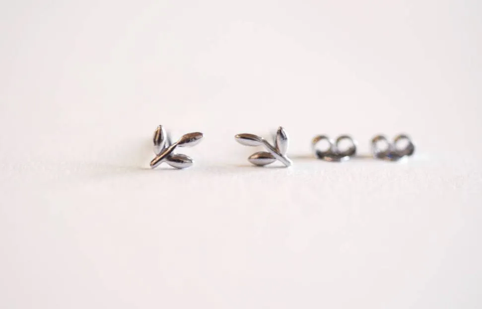 Wholesale Leaf Earring- Sterling Silver, Gold, Rose Gold, Leaf Earring, Leaf Studs, Leaf Bud earrings, Leaflet Earrings, Ear Crawlers, Ear Climbers