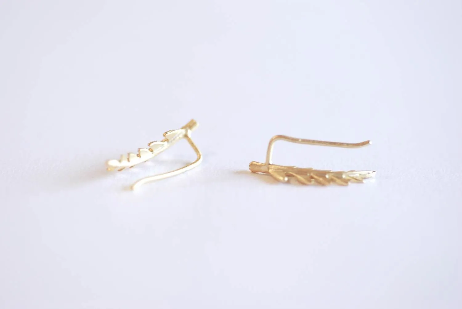 Wholesale Matte Gold Leaf Ear Climber- Gold Leaf Ear Cuff, Leaf Earrings Ear Crawler, Gold Ear Climber, Ear Jacket, Leaves Ear Climber Crawler, Jacket