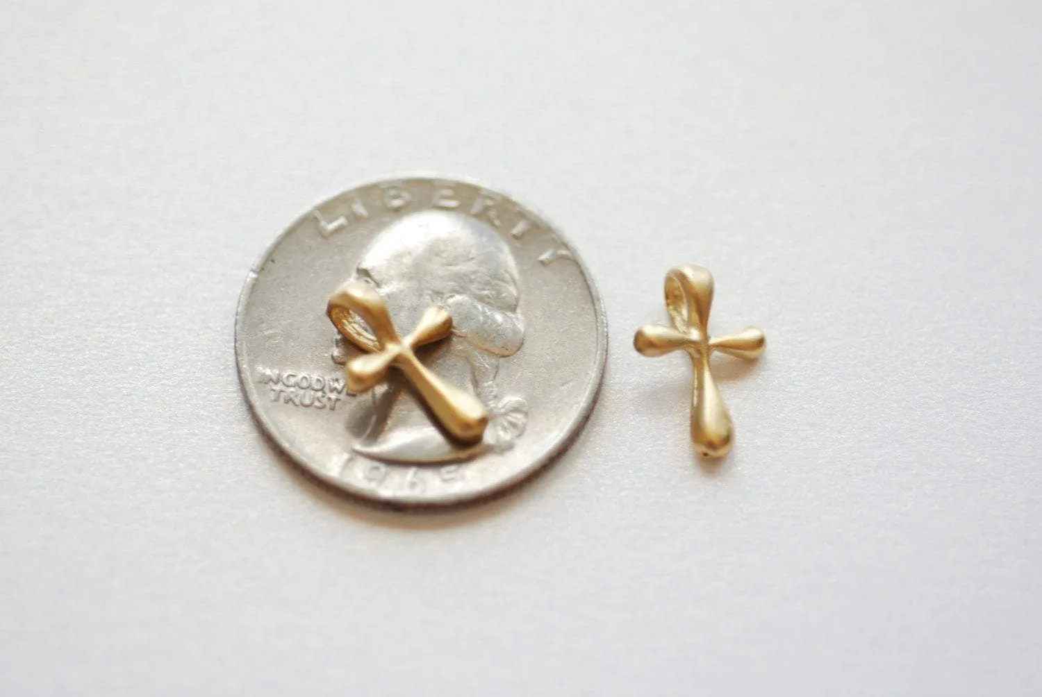 Wholesale Matte Vermeil Gold  Cross Charm Pendant- 18k gold plated over Sterling Silver Cross Charm, Gold Cross, Gold Cross Beads , 182