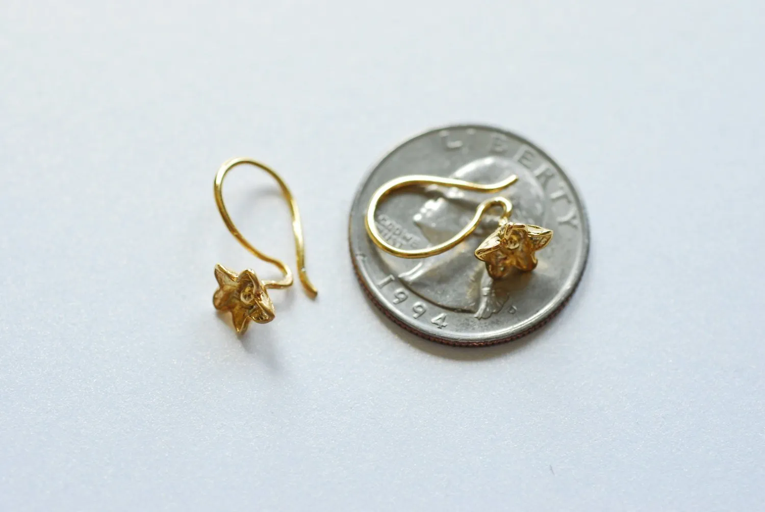 Wholesale Shiny Vermeil Gold Flower Earring finding - 18k gold plated Sterling Silver,  Gold flower earrings, Gold earring finding, Gold Earrings, 193