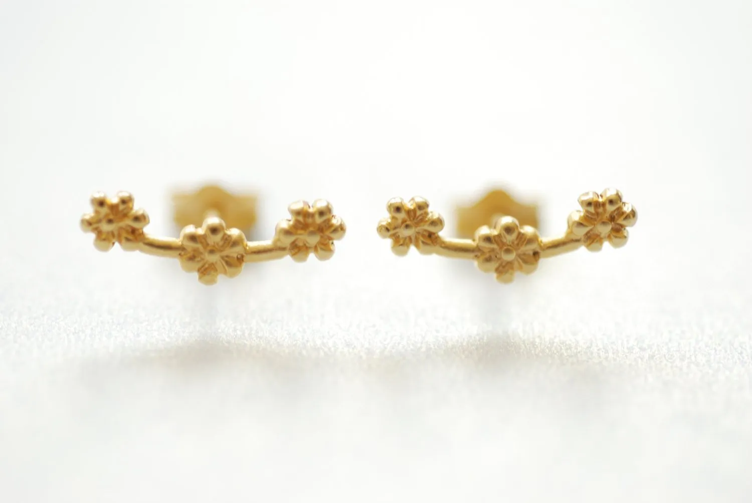 Wholesale Vermeil Gold Flower Ear Climber earrings, Gold Flower Ear Crawler, Cuff Earrings, Ear Pins, Ear Wrap Earrings, Ear Sweep, Earrings