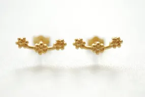 Wholesale Vermeil Gold Flower Ear Climber earrings, Gold Flower Ear Crawler, Cuff Earrings, Ear Pins, Ear Wrap Earrings, Ear Sweep, Earrings