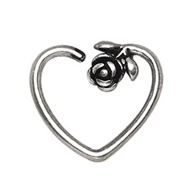 WildKlass 316L Stainless Steel Rose Heart Cartilage Earring