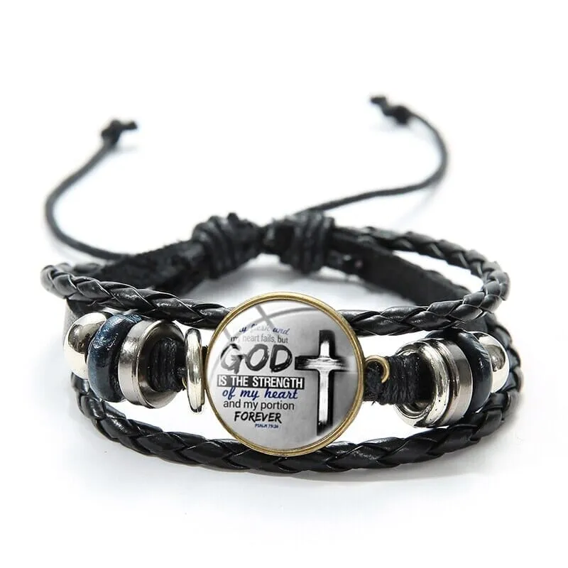 WWJD God Is The Strength Of My Heart Bible Verse Bracelet