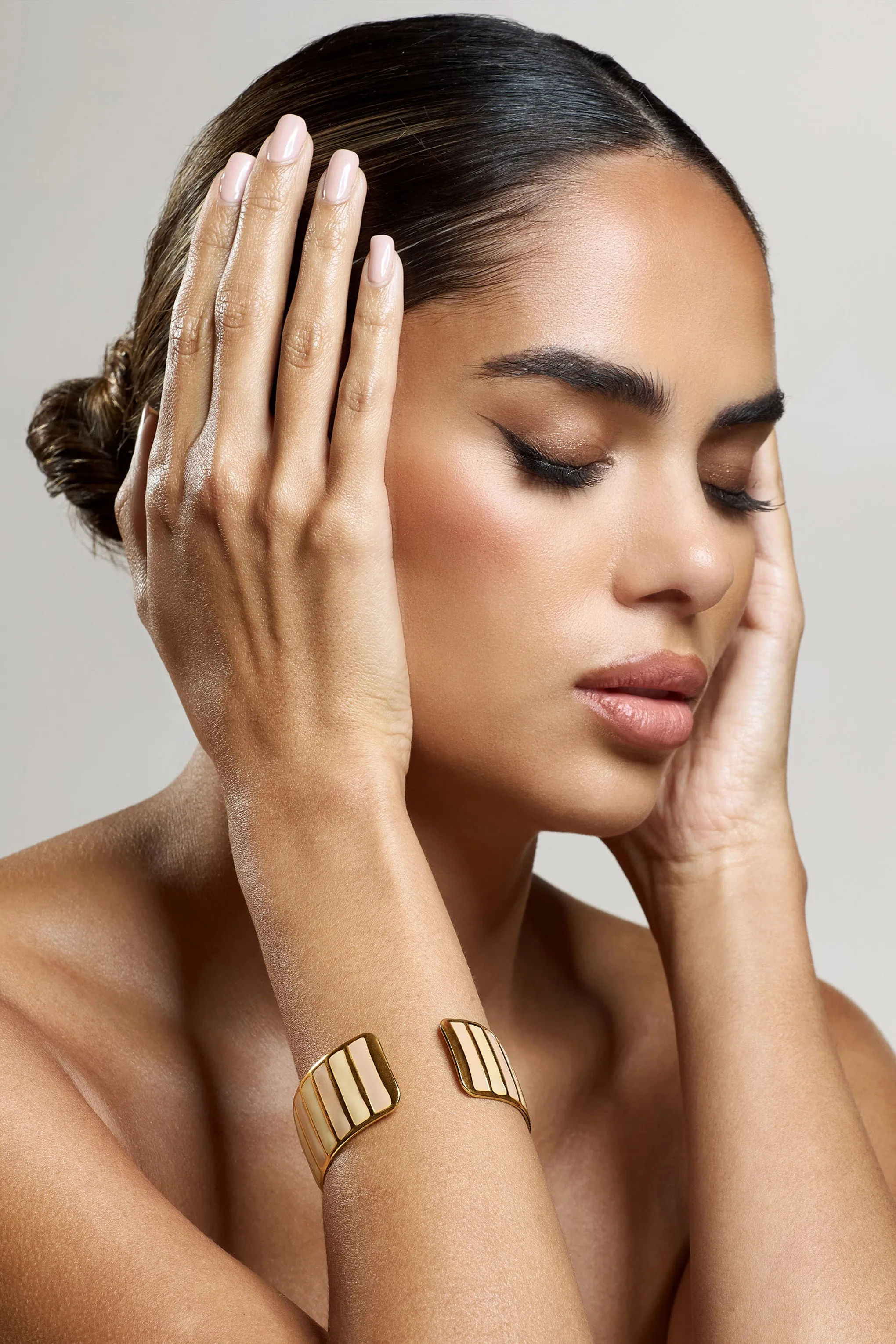 Yasmine | Nude Adjustable Gold Bangle