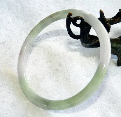 Yin and Yang Varied Green Burmese Jadeite Bangle Bracelet 66 mm   Certificate (5020)